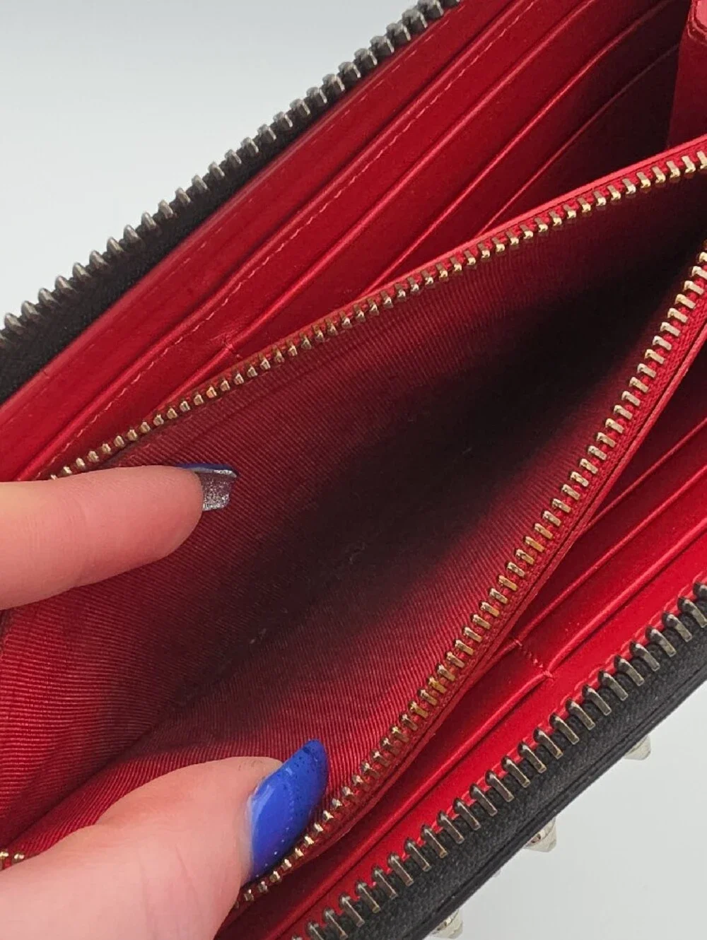 Christian Louboutin Black Studded Gold/Silver/Gun Metal Zip Long Wallet (EUC)✨️